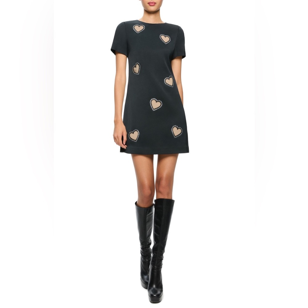 Alice + Olivia Clyde Embellished Heart Mini Dress Size 6